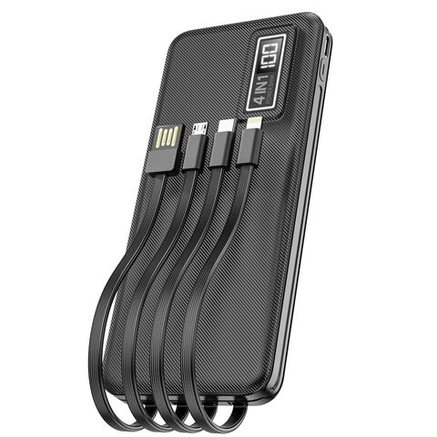 Batterie Externe Aspor A300 10000mAh/20000mAh avec Câble de Charge 4 en 1 Intégré et 4 Câbles USB Amovibles