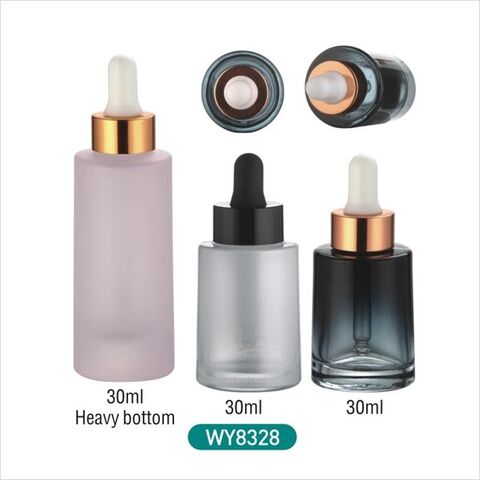Frasco gotero de vidrio de lujo de 30 ml con nuevo diseño para aceite esencial, envase para suero para el cuidado de la piel con gotero dorado metálico