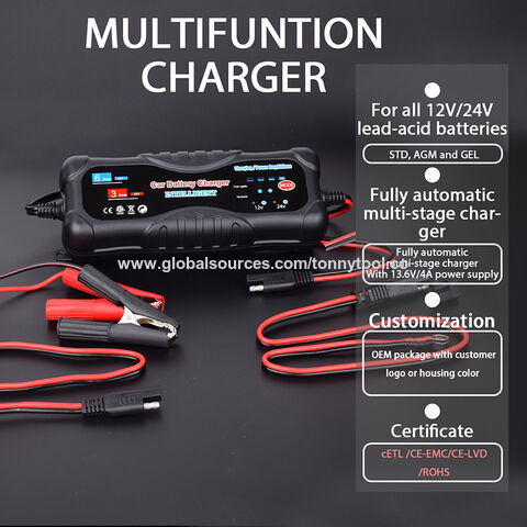 Black + Decker Multifunction charger 6V & 12V 4A for lead batteries IP65, Chargers of all types, Accessories