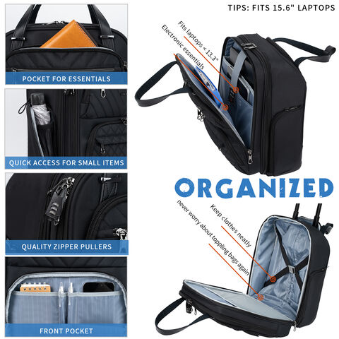 KROSER Rolling Laptop Bag Briefcase For 17.3 Laptop Overnight