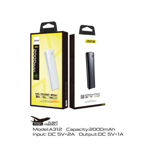 ASPOR A312 2000mAh mini banque de puissance pour les banques d'alimentation de secours