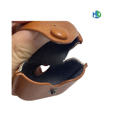 Étui de protection en cuir de vachette de luxe PU en gros pour AirPods 4 avec porte-clés