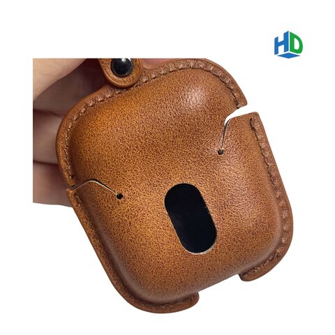 Étui de protection en cuir de vachette de luxe PU en gros pour AirPods 4 avec porte-clés