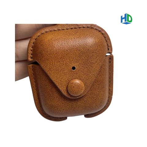 Étui de protection en cuir de vachette de luxe PU en gros pour AirPods 4 avec porte-clés