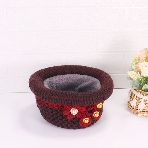 Women Flower Knitted Woven Supper Warm Thick Winter Artificial Wool Hat