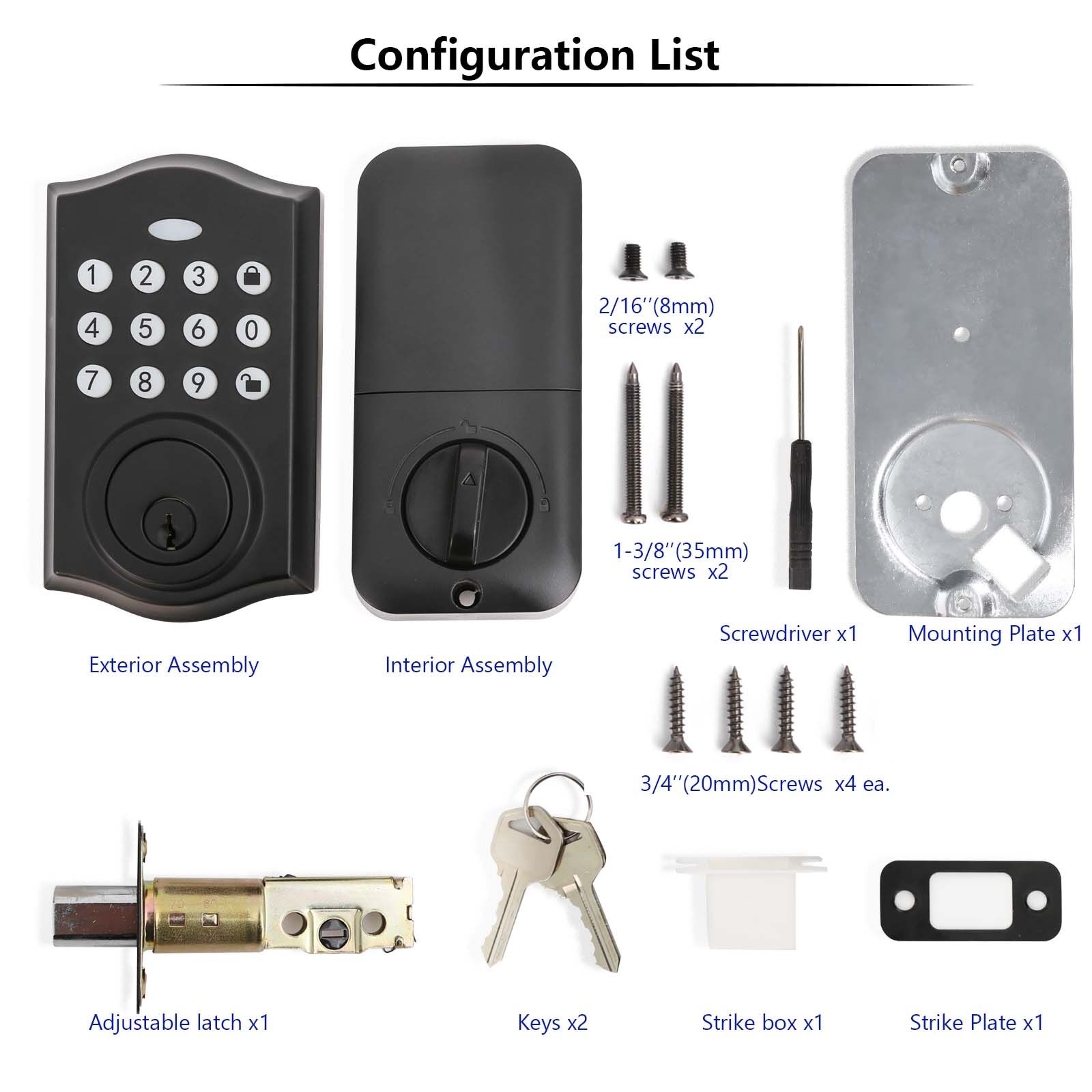 Security Electronic Lockset Door Handle Key Pick Set Locks Digital ...