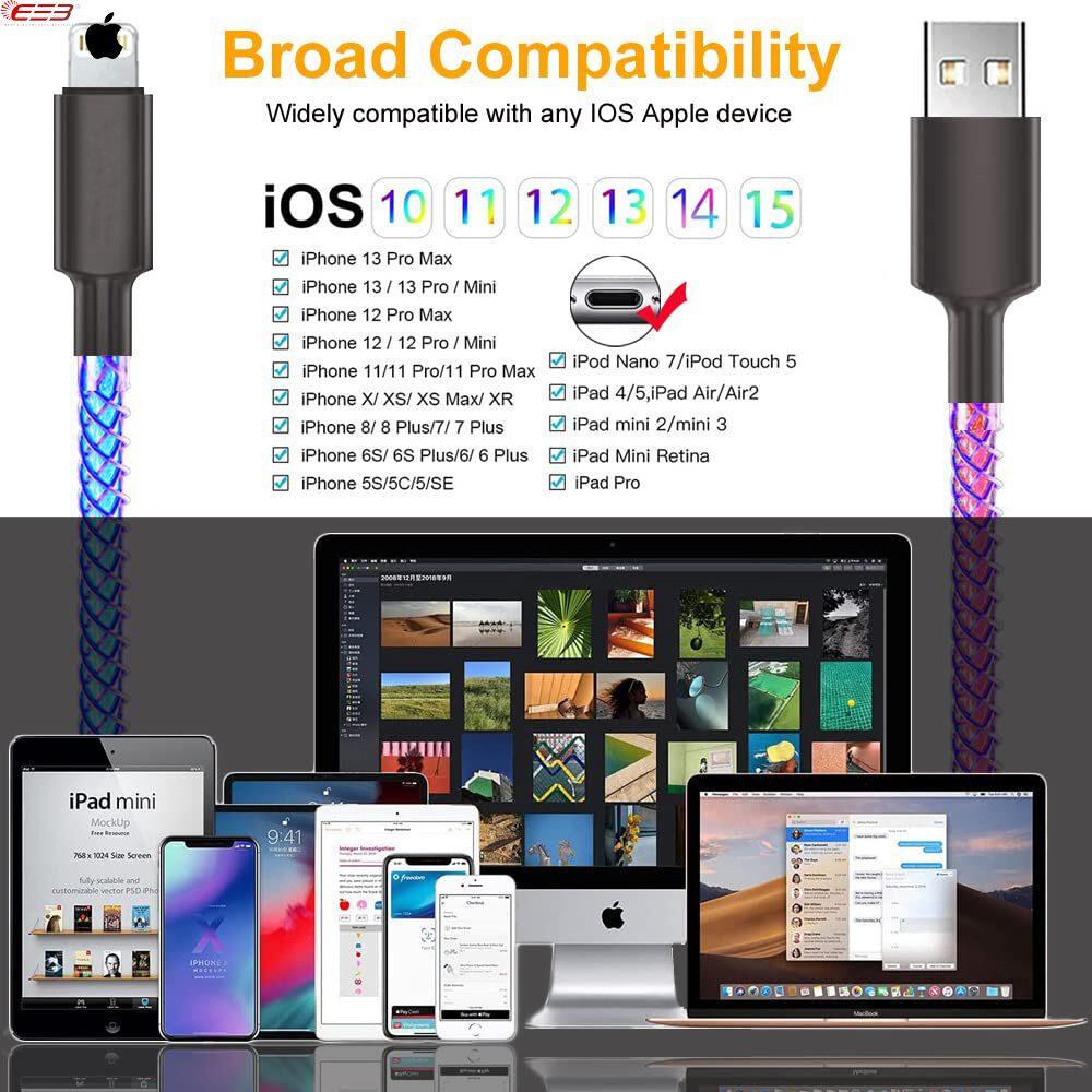 Cable cargador Apple [certificado Apple MFi] Lightning a USB Cable  certificado compatible con iPhone 14/13/12/11/X/8/7/6s/6/plus/5s/5c/SE, iPad  Pro/Air/Mini, iPod Touch (2 m) : : Electrónicos
