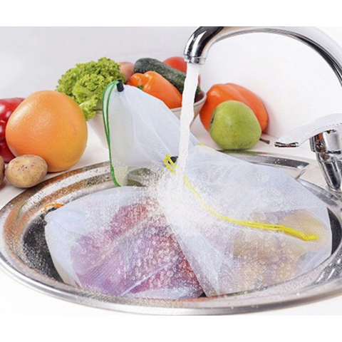 Reusable Nylon BPA Free Extra Large mesh bags with zipper for vegetable and  fruits Storage Grocery