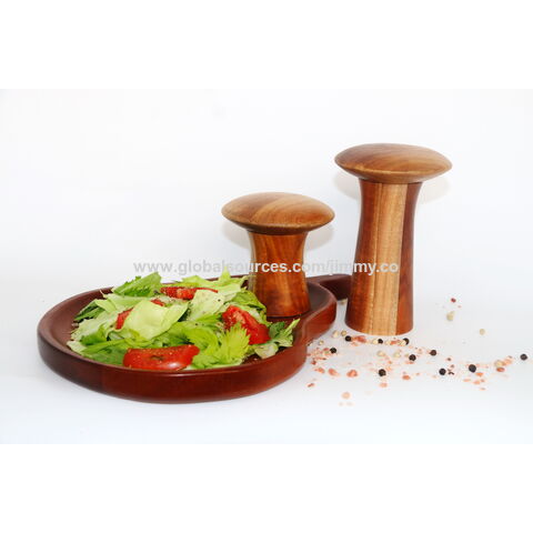 Salt and Pepper Grinder Set with Wood Tray, Manual Sea Salt, Spice and  Peppercor