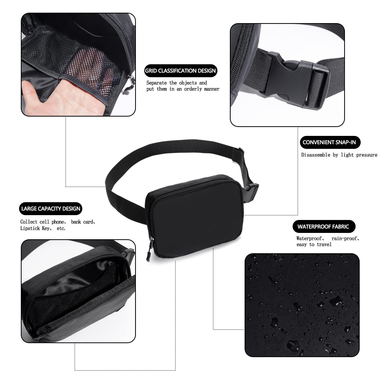 WITROMAN Belt Bag Fanny Pack – Crossbody Waist Pack For Women, 8" X 5.5" Large Capacity