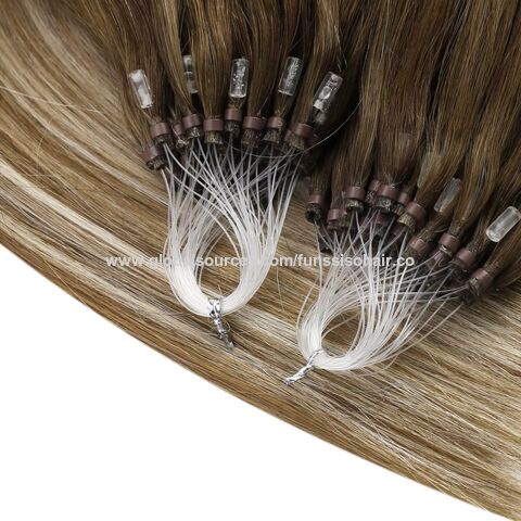 Micro Ring Beads Loop Link Hair Extensions Real Remy Brazilian Human Hair  Style