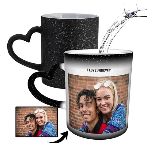 Wholesale 11 oz Color Changing Magic Mugs Glossy Black Coffee Mugs Ceramic  Photo Cups Bulk Manufacturer and Supplier