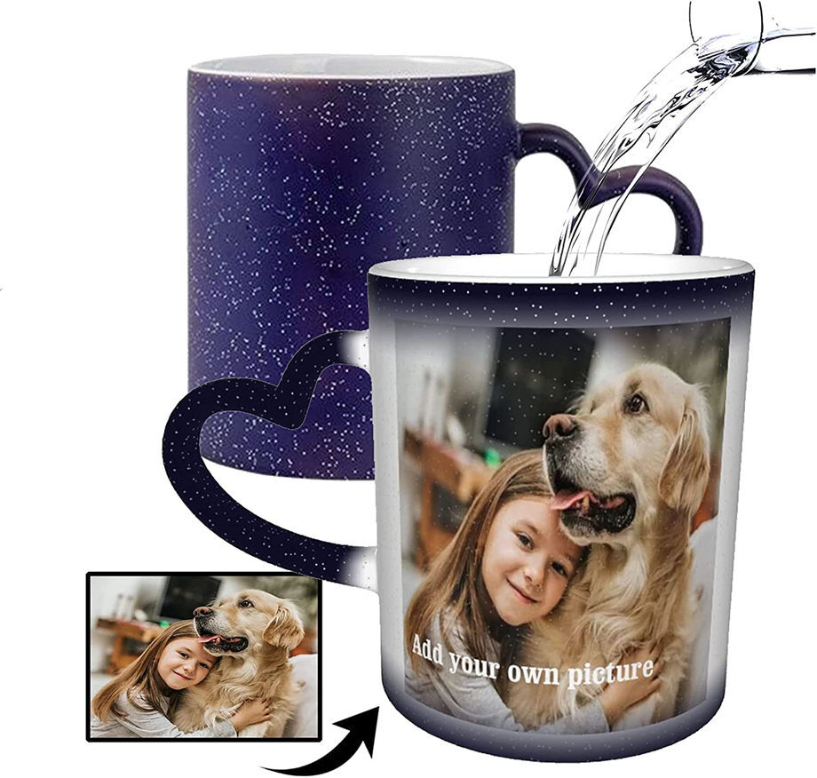 Taza mágica personalizada que cambia de calor, añade cualquier mensaje de  texto, taza de cerámica personalizada interior colorida para bebidas de  agua