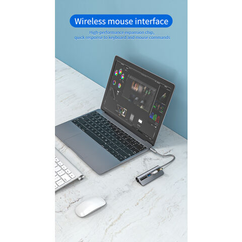 Hub USB de alumínio com 5 portas, leitor de cartão SD TF e docking station USB para HDMI