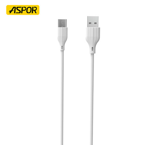 Cable de Datos USB a Micro ASPOR A095 1M 3A 5A Carga Rápida PD para Teléfono Móvil Blanco