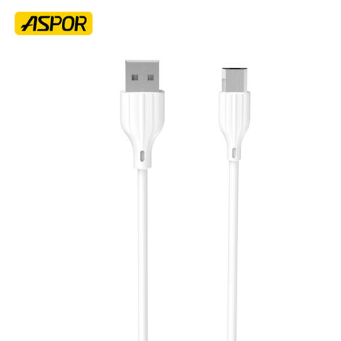 Cable de Datos USB a Micro ASPOR A095 1M 3A 5A Carga Rápida PD para Teléfono Móvil Blanco