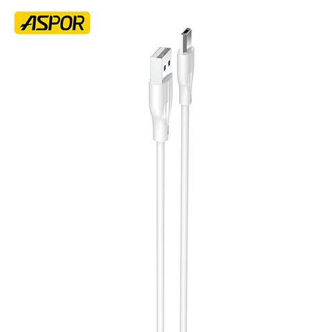 Cable de Datos USB a Micro ASPOR A095 1M 3A 5A Carga Rápida PD para Teléfono Móvil Blanco