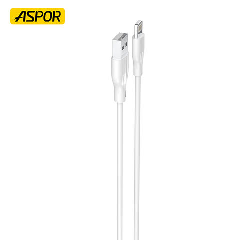 Cable de Datos USB a Micro ASPOR A095 1M 3A 5A Carga Rápida PD para Teléfono Móvil Blanco