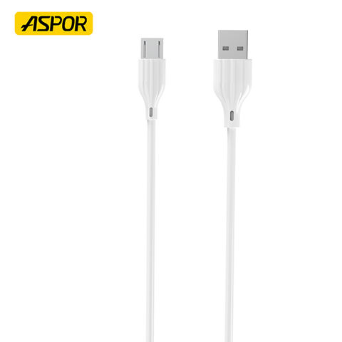 Cable de Datos USB a Micro ASPOR A095 1M 3A 5A Carga Rápida PD para Teléfono Móvil Blanco