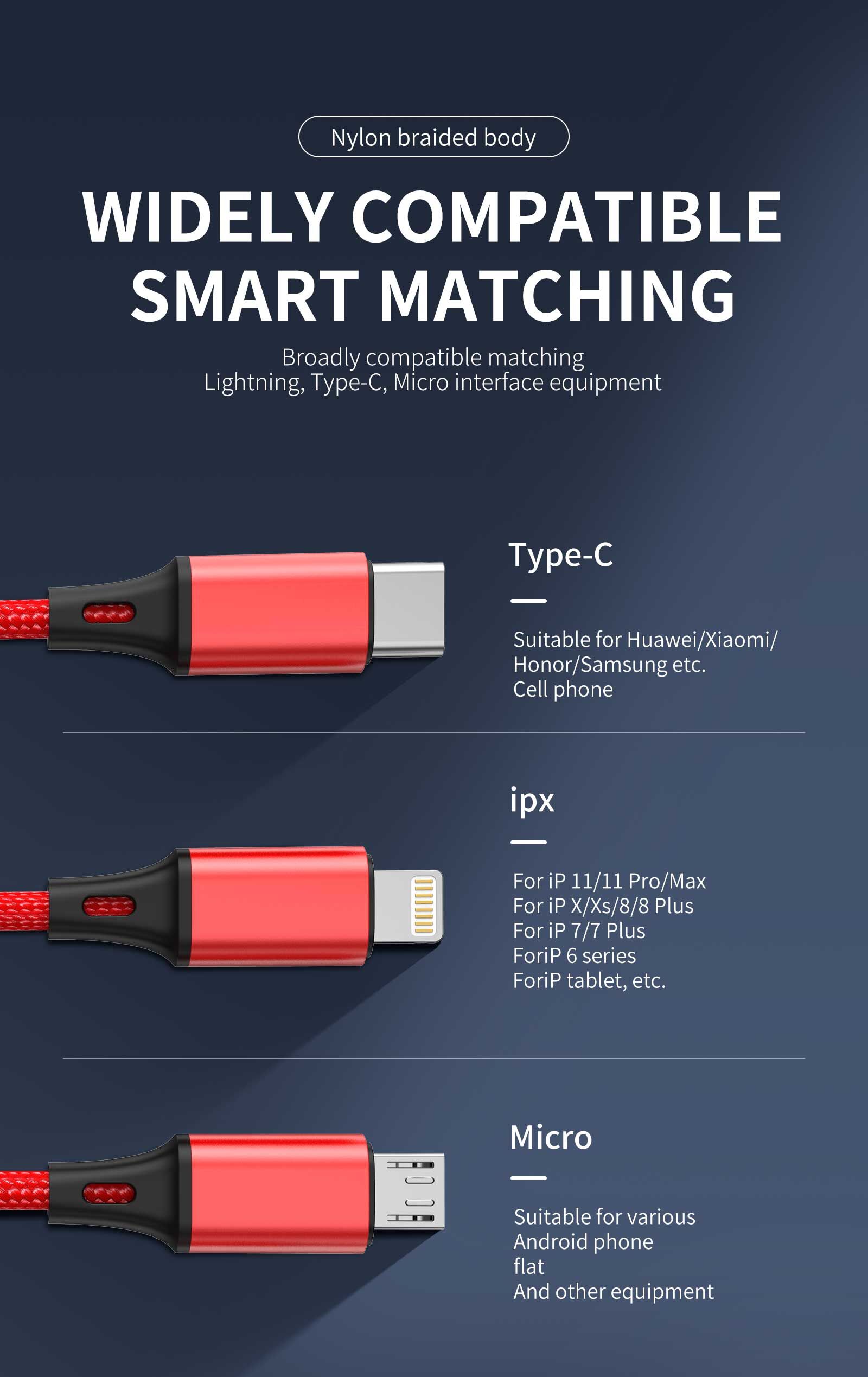 Buy Wholesale China Aspor Ac23 Nylon Braided Factory Price Custom Data Cable Fast Charging 3 In