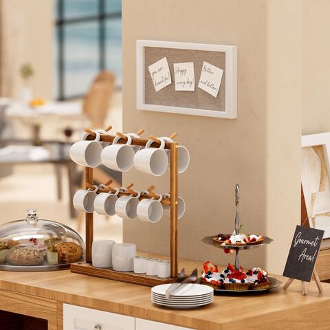 Buy Wholesale China Wood Mug Holder Coffee Cup Shelf For Counter 2 Tier  Wooden Mug Tree Stand Organizer With Hooks Storage Base Cups Display Rack &  Cup Dispensers at USD 5.7
