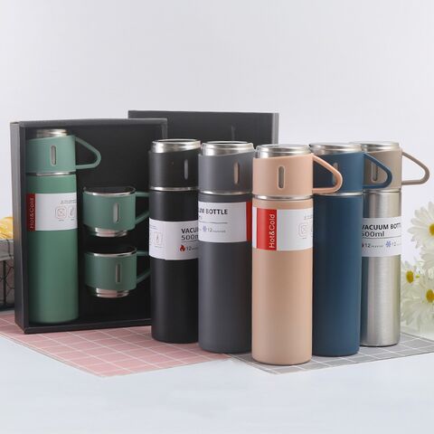 3Pcs/Set Double-layer 304 Stainless Steel Insulated Cup Set,Portable Water  Bottle With Three Lids, Suitable For Outdoor Camping