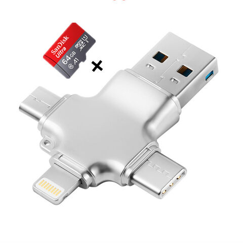 Lecteur de carte Lightning vers SD TF 4 en 1 - Kit adaptateur pour appareil  photo Lightning USB Lecteur de carte SD TF, câbl