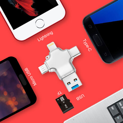 Foudre à lecteur de carte SD adaptateur OTG pour iphone à USB lecteur de  carte Micro SD femelle 4in1 lecteur de carte SD pour Apple iPad iPhone  (WHITE)