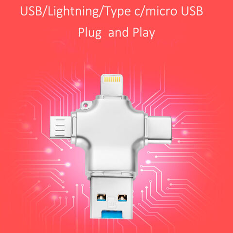 Lecteur de carte SD pour smartphone 4 en 1 compatible iPhone/USB-C