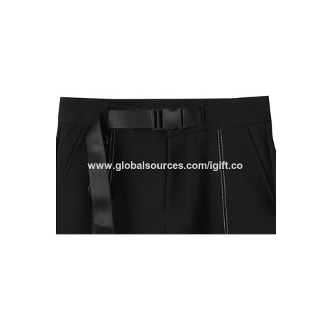Pantalones Cargo de algodón para hombre, pantalón largo informal de nailon  apilado, color negro, estilo harén