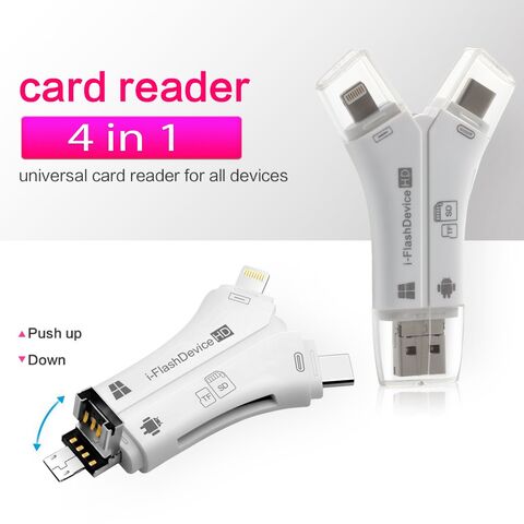  Lightning to SD Card Reader - 4 in 1 Memory Card Adapter for  iPhone with USB Female OTG, Compatible with SD/TF Cards. Portable and Fast  Charging. : Electronics
