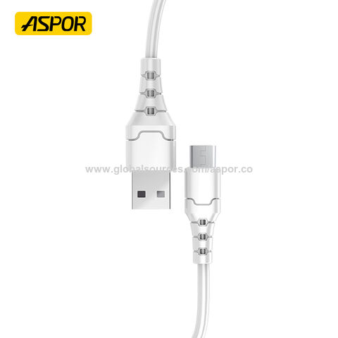 Câble Aspor A100 3a Type C Charge rapide Type C 3a Téléphone Portable PC Ordinateur Portable Vente en gros Câbles de données USB