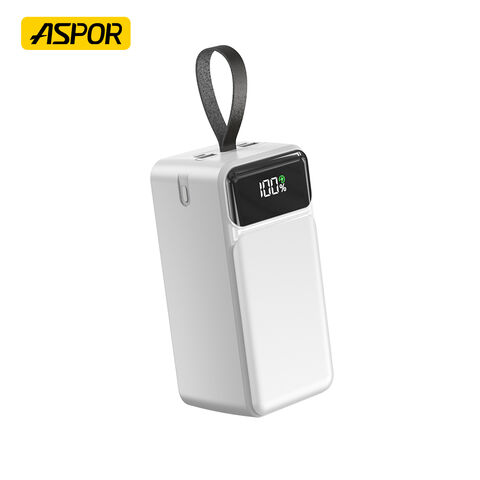 Aspor Nouvelle Arrivée Power Bank 50000mAh Charge Rapide 22.5W avec 3 Câbles Intégrés