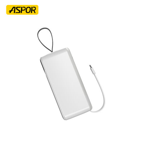 Aspor Nouvelle Arrivée Power Bank 50000mAh Charge Rapide 22.5W avec 3 Câbles Intégrés