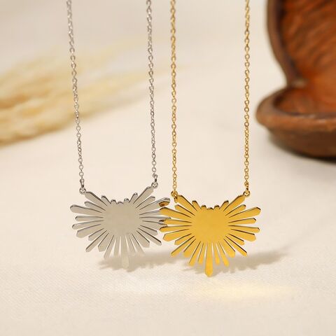 Ins Style Sechs Sterne Sonne Schlüsselbeinkette Edelstahl Anhänger Farbbeständig 14k Gold Farbe Titan Stahl Halskette