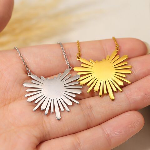 Ins Style Sechs Sterne Sonne Schlüsselbeinkette Edelstahl Anhänger Farbbeständig 14k Gold Farbe Titan Stahl Halskette