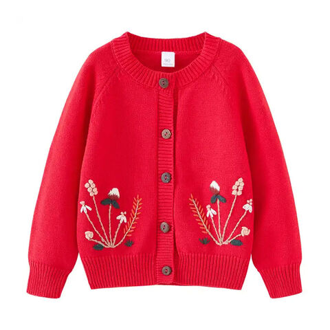 Girls' Knitted Cardigan, Autumn And Winter New Style Korean Style Baby Wool  Top, Children's Cherry Sweater Jacket