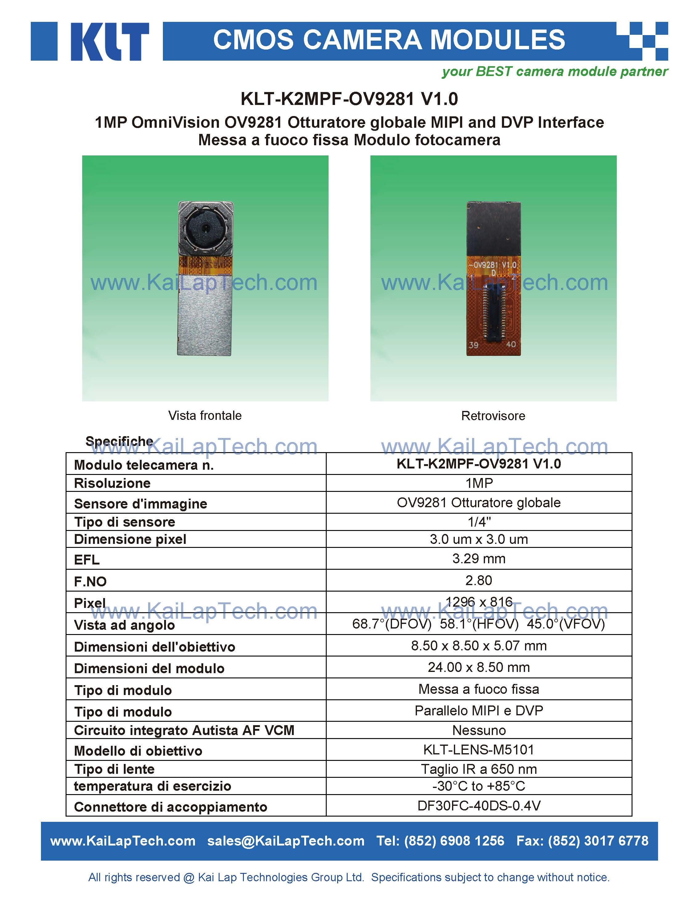 Factory Direct High Quality Hong Kong SAR Wholesale Klt-k2mpf-ov9281 V1 ...