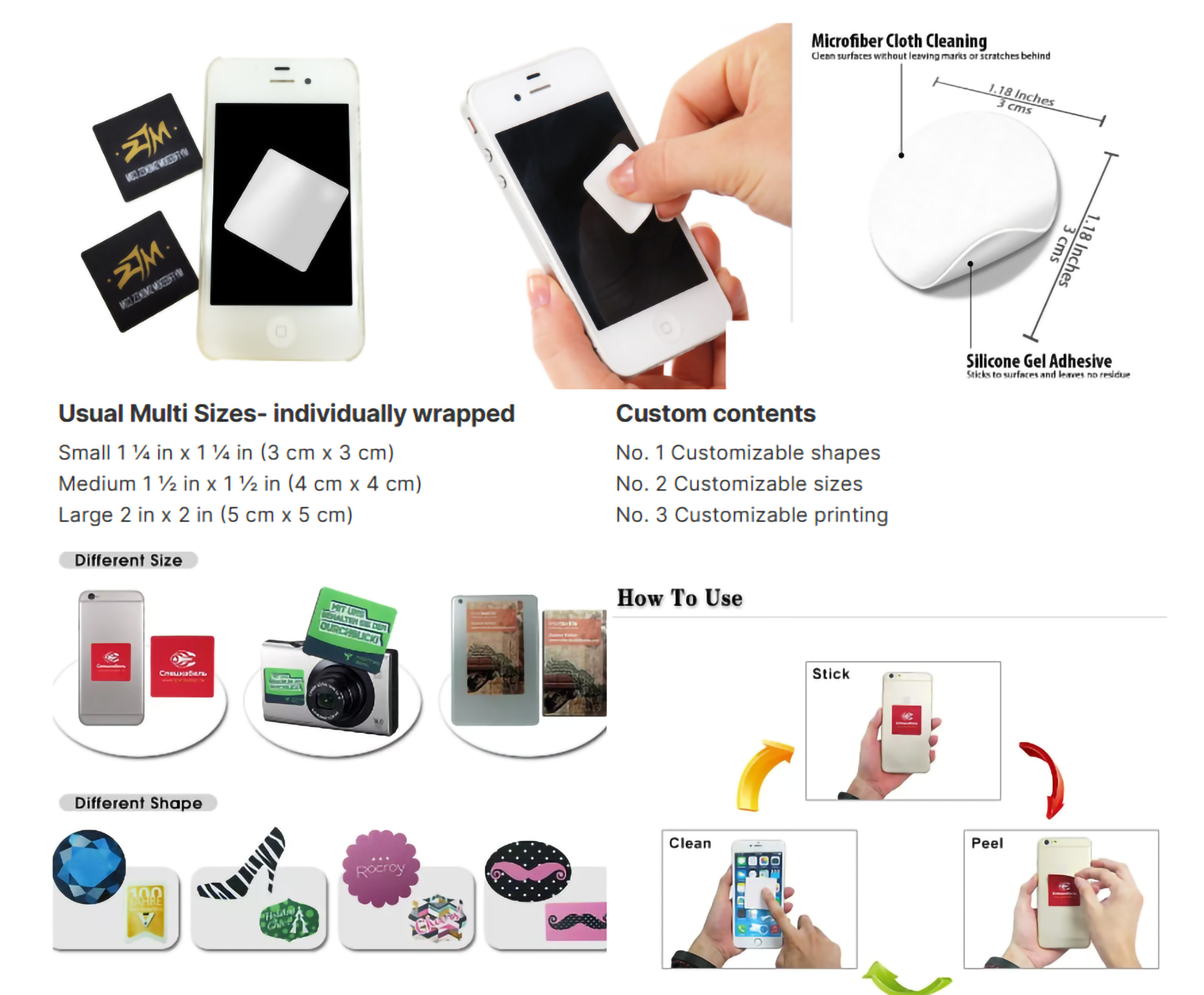 Custom Printing Adhesive Sticky Microfiber Phone Screen Cleaner $0.18 ...