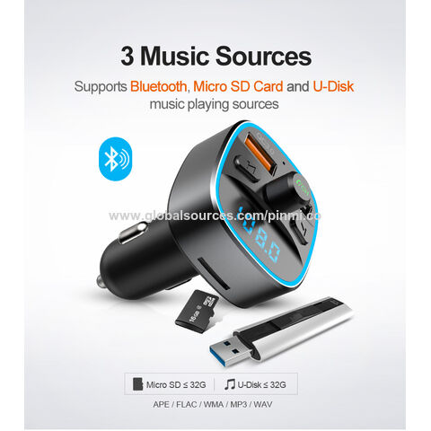 Música U Disco Coche Bluetooth Reproductor de Mp3 Coche Fm Transmisor Coche  Manos libres Coche Bluetooth Manos libres Auricular Kit