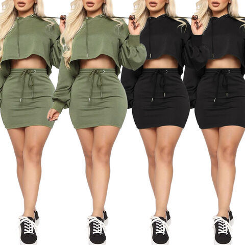 Bulk Buy China Wholesale Fashion Solid Crop Hooded Hoodie Casual Women  Clothing Two Piece Short Skirt Set $7.06 from Jinjiang Superstarer Import &  Export Co.,Ltd