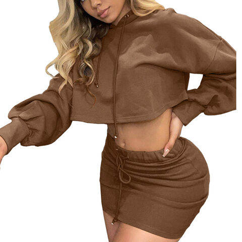 Bulk Buy China Wholesale Fashion Solid Crop Hooded Hoodie Casual Women  Clothing Two Piece Short Skirt Set $7.06 from Jinjiang Superstarer Import &  Export Co.,Ltd