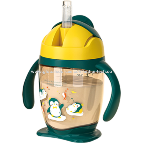 250ml Weighted Straw Sippy Cup Animal Pattern Leak Proof Infant