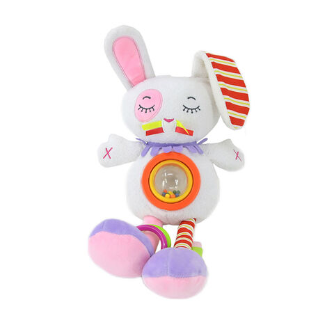 Chocalho para bebé Kawaii, coelho, brinquedos de pelúcia para crianças, coelhinho com orelhas móveis com airbag