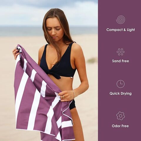 Toalla de Playa de Microfibra de Ante con Sublimación Personalizada de Secado Rápido para Verano, Libre de Arena, Hecha de Plástico Reciclado con Logo