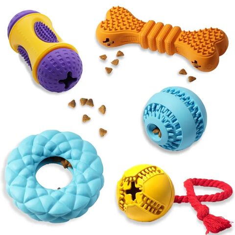 Dog Chew Toy Portable Treat Dispensing Dog Puzzles Balls Interactive Dog Toy  Yellow 