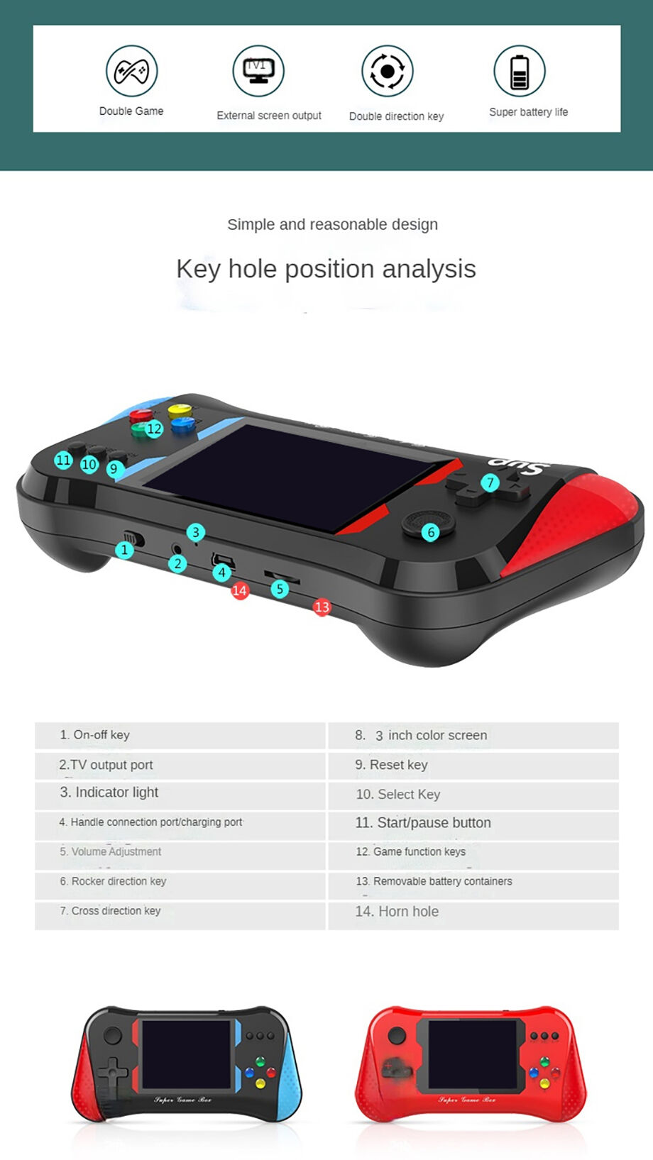 A R33s Retro Handheld Game Console Classic Video Game Player