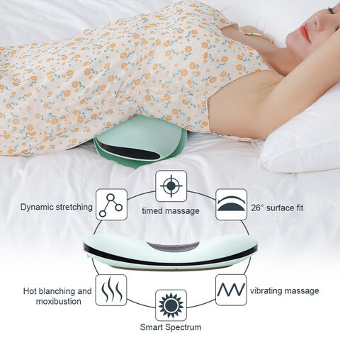 Lumbar Support Pillow with Heat and Massage,Ergonomic Memory Foam Lumbar  Stretch Pillow for Sleeping,Lower Back Pain Relief,Waist Stretcher Cushion