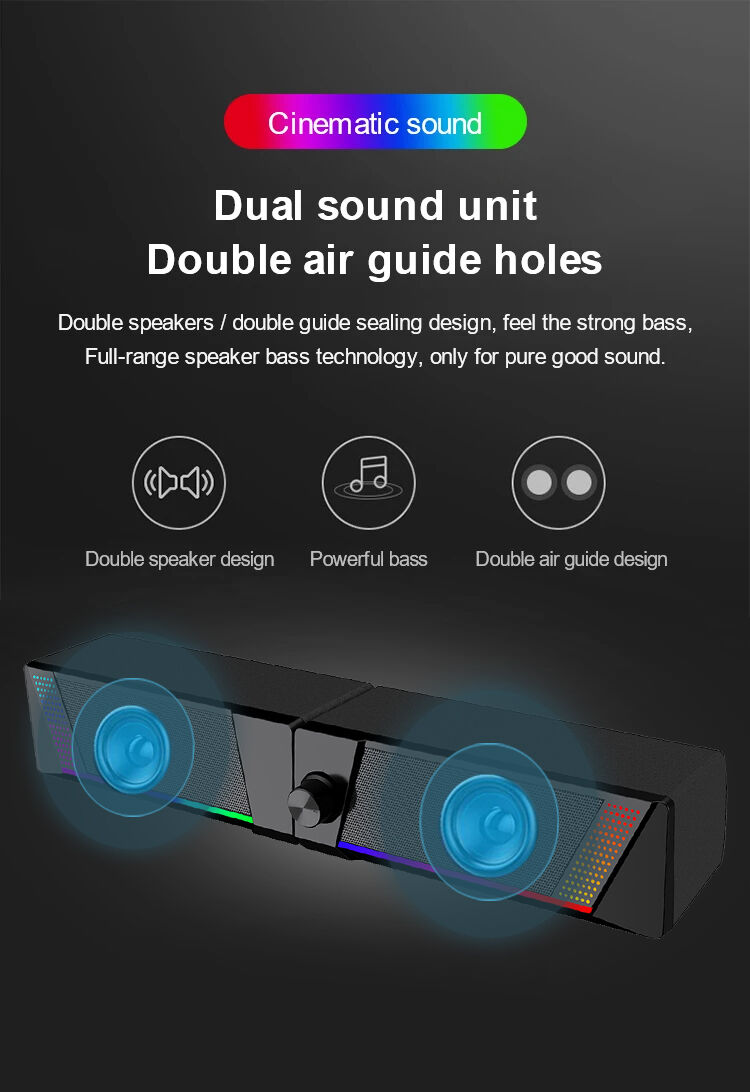 Oem 6w Rgb Light Abs Plastic Usb Speaker Sound Bar For Computer Gaming ...