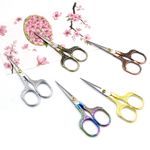 Embroidered Cross-Stitch Scissors Eyebrow Scissors All-Steel-Plated  Titanium Scissors